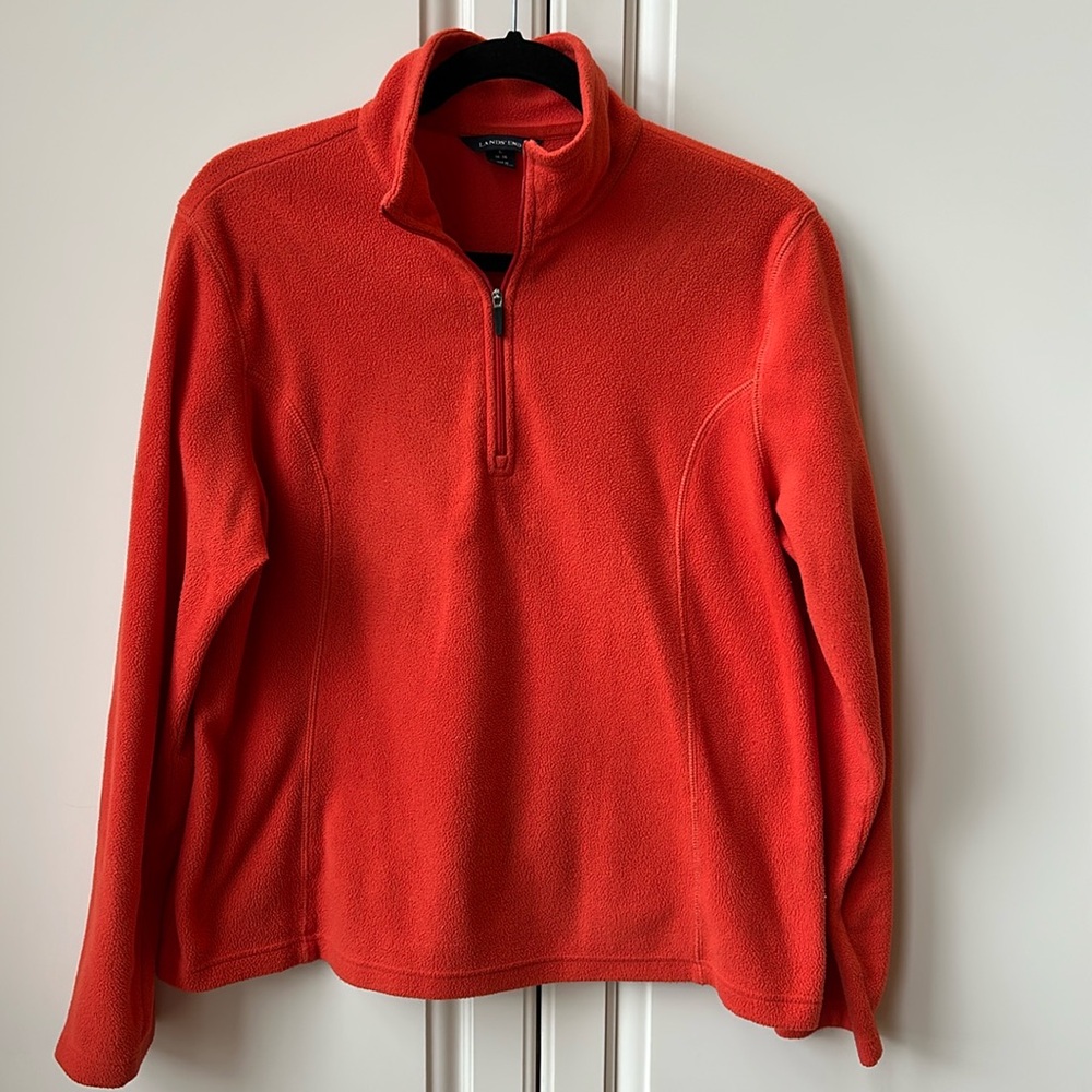 Women’s Lands End Orange Fleece Pullover